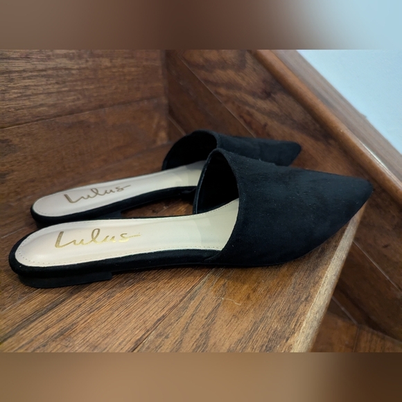 Lulu's Black Mules Size 7.5, Lorene Faux Suede Pointed-Toe - Picture 10 of 16